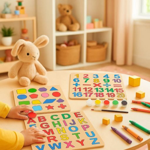 Picture of 3 PCS PUZZLE SET WITH COLOR Wooden Learning and Educational Board Game
